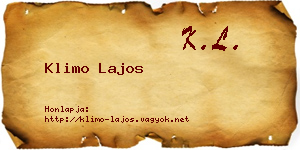 Klimo Lajos névjegykártya
